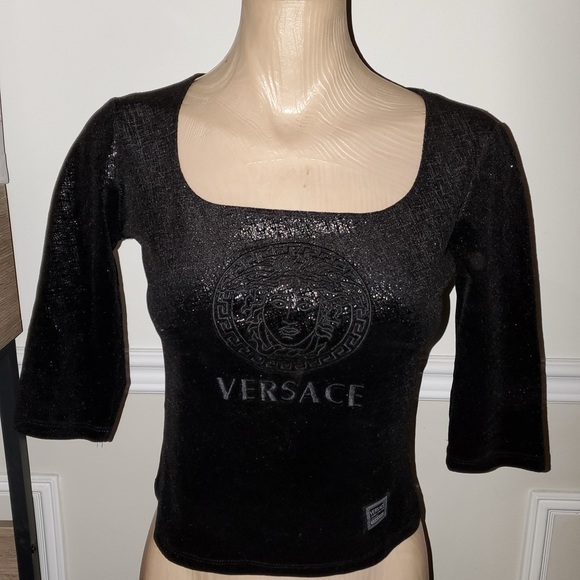 Top velvet vintage VERSACE grandeur small extensible - Picture 2 of 4